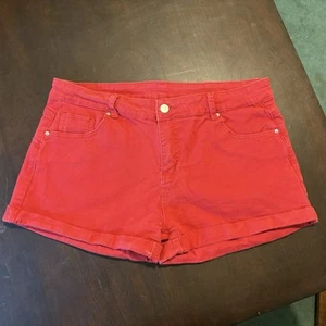 Pantalones Cortos ROJOS Denim Tiro Medio Mujer Talla XL Mezcla Algodón Poliéster Spandex Pantalones Cortos - Imagen 1 de 12