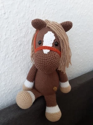 Amigurumi Pferd Pony gehäkelt Häkeltiere Handarbeit Handmade Spielzeug Geschenk - Bild 1 von 3