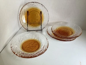 4 MCM Finnland Pertti Santalahti Humppila Glas Vorspeisen Teller klar-bernstein Vintage - Bild 1 von 9