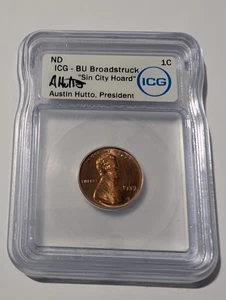 1999 "Sin City Hoard" Broadstruck Lincoln Memorial Cent ICG Austin Hutto Signed - Picture 1 of 3