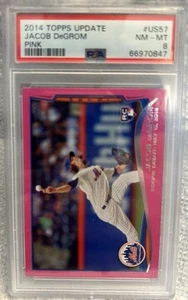 2014 TOPPS UPDATE JACOB DEGROM RC US-57 FESTA DELLA MAMMA ROSA #/50 SP PSA 8 - Foto 1 di 1