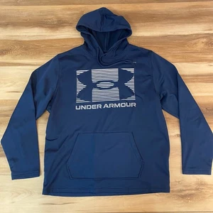 Under Armour Herren Loose Fit Navy Blau Hoodie XL Fleece Logo Tasche Sweatshirt - Bild 1 von 9