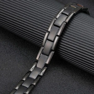 Black Magnetic Therapy Bracelet for Men Women Energy Power Joy Calm Pain Relief - Picture 1 of 12