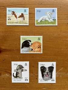 Falkland Islands stamps. 1994 5v set, Pets, Overprinted ‘HONG KONG ‘94’ MNH - Picture 1 of 1