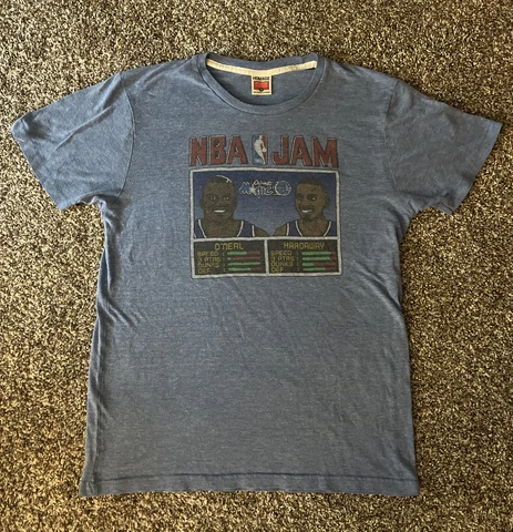 Homage NBA Jam Shaq Penny Hardaway Blue Vintage T-shirt Mens Size Medium Orlando Cover