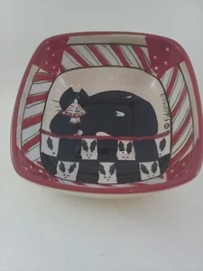 Esmoquin Cat de Oneida "Candy Cane Cat" tazón para servir plato de dulces o golosinas  - Imagen 1 de 8