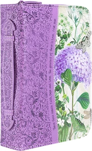 Divinity Faith Hope Love Hydrangea Floral Purple Leather Bible Cover, 7 X 10 X 1 - Picture 1 of 9