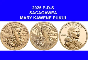 2025 P -D-S Native American Sacagawea Dollar "3 Coins MARY KAWENE PUKUI - Picture 1 of 1