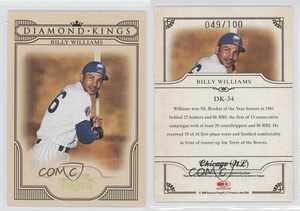 2008 Donruss Threads Diamond Kings Gold /100 Billy Williams #DK-34 HOF