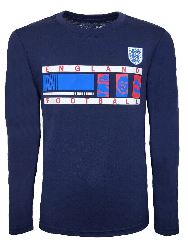 Camiseta de fútbol Inglaterra niños 5 6 años niños equipo escudo logotipo top AZUL Foto 1 de 1