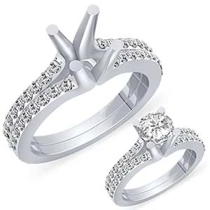 Anillo de compromiso nupcial de oro de 14 k con montura de diamantes G VS2 redondo de 0,50 quilates boda blanca - Imagen 1 de 2