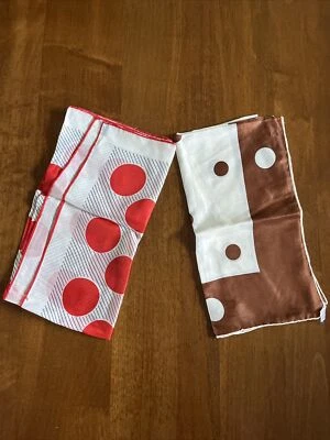 Vintage Neck Head Scarf Brown Red White Polka Dot 21x22 Square Silk Rayon Blend - Image 1 of 4