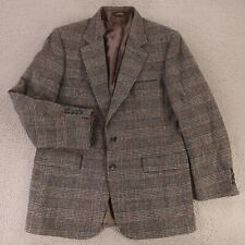 VINTAGE Tweed Jacket M Gray Red Glen Plaid 100% Wool Blazer Sport Coat 42R