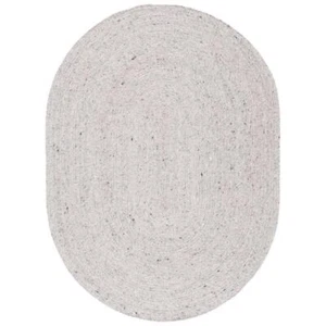 SAFAVIEH Area Rug 4'X6' Oval Speckled Solid Color Braided Cotton Light Gray - Picture 1 of 7