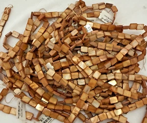 10 ~ 16" Strands of Copper Mother Of Pearl approx 8mm x 10mm Rectangle Beads - Picture 1 of 6