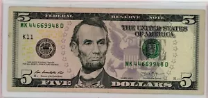 $5 FRN Series 2013 Dallas Fancy MK 44669948 D TRIPLE PAIRS TOGETHER - Picture 1 of 2