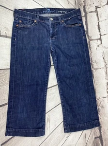 7 For All Mankind Size 29 Capri Crop “7” Pocket Dojo Denim Jeans EUC - Picture 1 of 9