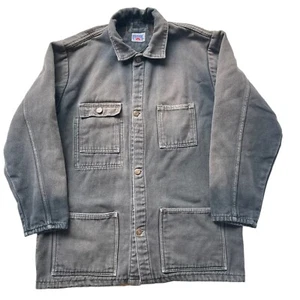 Chaqueta de mezclilla vintage para hombre gris mediano negra caboose utilitaria de trabajo década de 1980 - Imagen 1 de 10