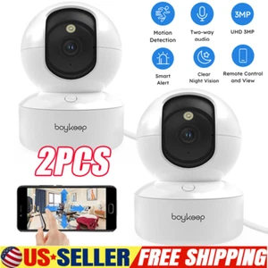 2PCS Security Cameras Baby Pet Monitor Camera 5G WiFi Smart Home Wired 2K Cam - Picture 1 of 8