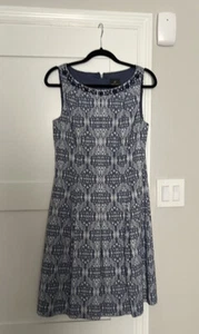 Adrianna Papell Sleeveless Fit And Flare Dress With Beaded Neckline. Size10 Blue - Picture 1 of 10