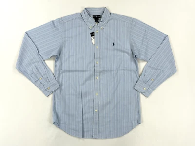 *MINOR DEFECT* Polo Ralph Lauren Boy's Button-Up Shirt - Lt Blue Striped - 18-20 - Image 1 of 4