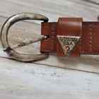 Guess jean ceinture cuir boucle laiton marron petit logo vintage fabriqué aux États-Unis