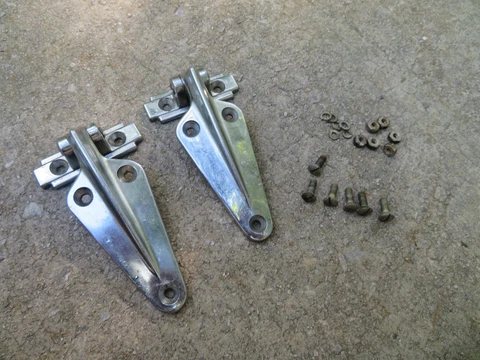 Vintage Pair Chrome Hinges Cooler Freezer Refrigerator Chest Boat Rat Rod Cover