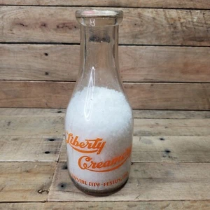 HTF LIBERTY CREAMERY CRYSTAL CITY-FESTUS, MO 1 QT GLASS MILK BOTTLE - Picture 1 of 4