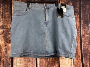 Lee Denim Skort Women’s Size 24W Blue Jean 5 Pocket Mesh Shorts Mid-Rise - Picture 1 of 15