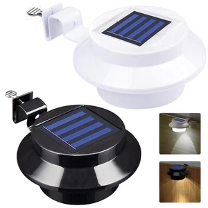 LED Solar Power Gutter Light Waterproof Outdoor Door Fence Deck Wall Lamp 2Color - Picture 1 of 21