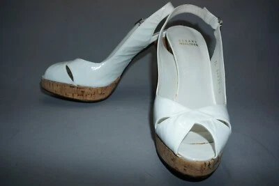 Stuart Weitzman White Patent Leather Womens 5" Heels open toe Uk 5 EU38 shoes - Image 1 of 4