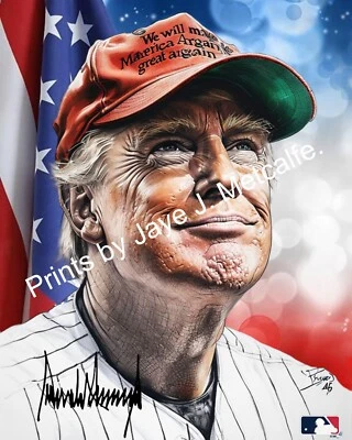 Bola de beisebol Donald Trump estampa 8x10. - Imagem 1 de 4