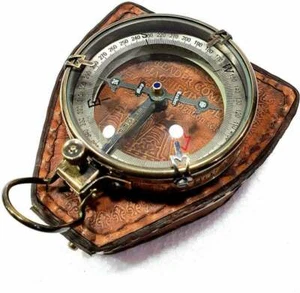 Antique Nautical Brass Map Reader Navigation Compass 3 Spencer Compass With Case - Picture 1 of 7