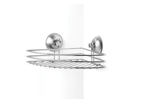 Chrome Shower Bathroom Corner Wall Caddy Shelf Super Suction Cup Easy DIY Mount - Picture 1 of 1