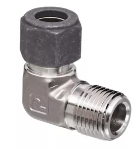 1/2" Tube x 1/4" MNPT 316ss Male Elbow Connector Parker CPI 8-4 CBZ-SS - Picture 1 of 3