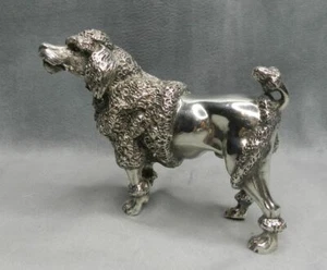 WUNDERSCHÖNER VERSILBERTER BRONZEPUDEL 19. Jh. - RARE SILVERED BRONZE POODLE - 19th - Bild 1 von 1