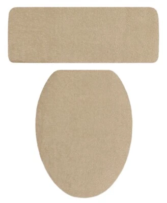 Juego de cubierta de tapa de asiento de inodoro forrado de tela de rizo camel beige tostado Foto 1 de 2