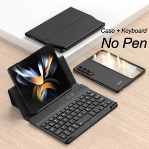 Protector For Samsung Galaxy Z Fold 3 Bluetooth Mute Keyboard+ PU Case Cover - Photo 1/20