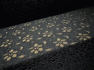 Stretch Fishnet Jersey Fabric, Per Metre - Broderie Anglais Flower - Black - Picture 1 of 3