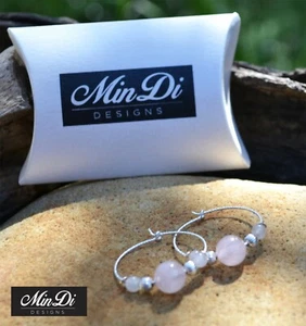 Handmade earrings made from Sterling Silver & Rose Quartz. - Bild 1 von 2