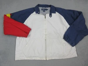 VINTAGE Polo Ralph Lauren Jacket Mens Large White Colorblock Outdoors Zip Coat - Picture 1 of 20