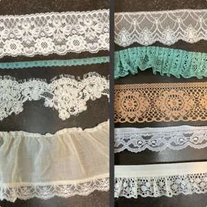 Vintage lace trim crafting sewing stash builder lot junk journal embellishments - Imagen 1 de 10