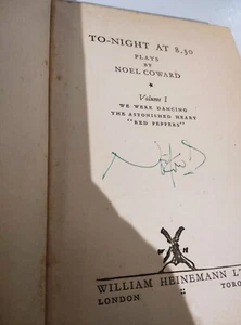Noel Coward Signature Autographed Book. To Night at 8:30. 1936 Hardback Signed - Picture 1 of 13