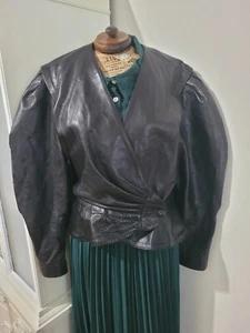 Vintage Lederjacke Pierrot Le Loup Paris 80er Old Money M Front Wrap Rouge Y2K - Bild 1 von 19