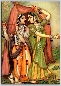 Postcard Radha-Krishna in the Rainy Season Krishna Hindu God Art 2004 - Picture 1 of 2