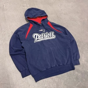 Vintage Y2K New England Patriots Navy Hoodie Medium Embroidered Script Faded NFL - Picture 1 of 6