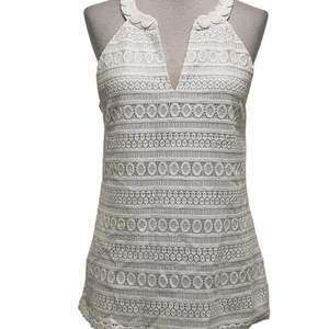Camiseta sin mangas Lilly Pulitzer para mujer Arya de encaje Resort blanca mediana nueva con etiquetas - Imagen 1 de 7