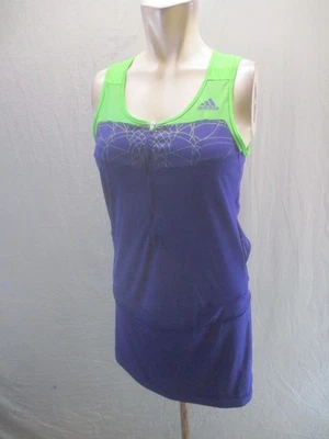 Adidas Size M Women Blue Clima Cool Zip Round Neck Sleeveless Athletic Dress 538 - Image 1 of 4