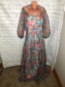 Rene Ruiz Knopfleiste A-Linie Blumen Abendkleid Größe 16 - Bild 1 von 5