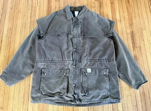 Vintage 90s XL Carhartt Chore Plaid Lined Cape Duster Full Zip Jacket USA CW082 - Bild 1 von 8